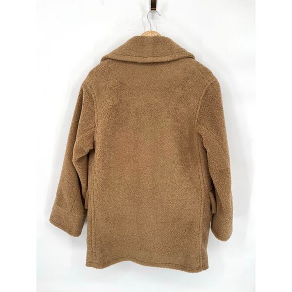 Smythe Camel Tan Faux Shearling Teddy Car Coat Jacket size Extra Small - Picture 8 of 10